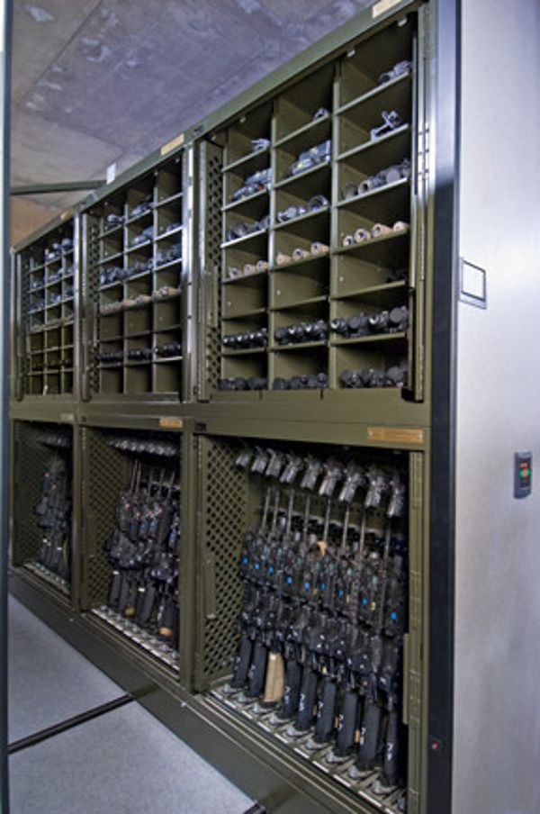Weapons storage system of pistols and m16s and optic storage