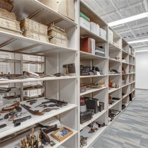 Pistol Storage on Metal Shelving Public Safety Storage - Pistol Storage on Metal Shelving
