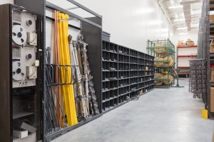 4-post shelving for part storage in warehouse