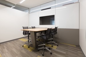 office space with modular walls with embedded technology