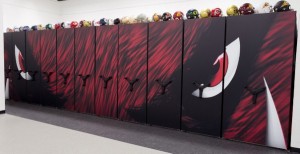 Athletic Mobile Shelving System storing athletic equipment