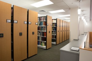 Powered mobile shelving in library's public areas (1)