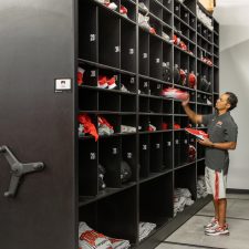 High Density Mobile System storing football equipment for UNLV Football Team